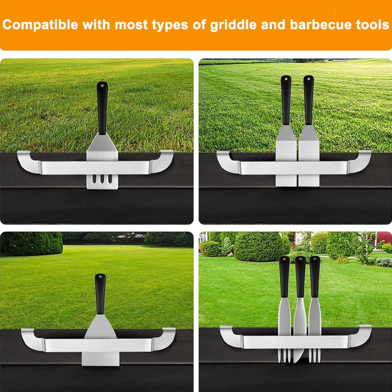 10 Inch Griddle Spatula Holder Magnetic Design, Stainless Steel Grill Barbecue Tool Rack, Griddle Accessories For Blackstone Fla
